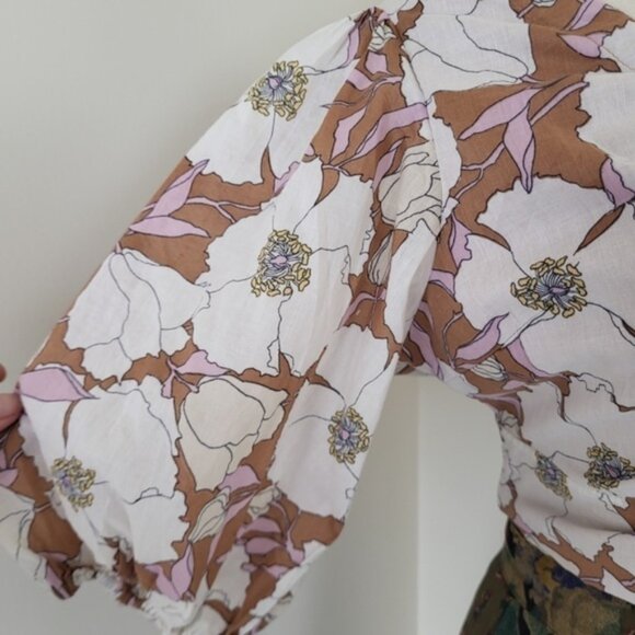 Abercrombie & Fitch Crop Top Puff Sleeve Sweetheart Neckline Short Peasant - Picture 4 of 11